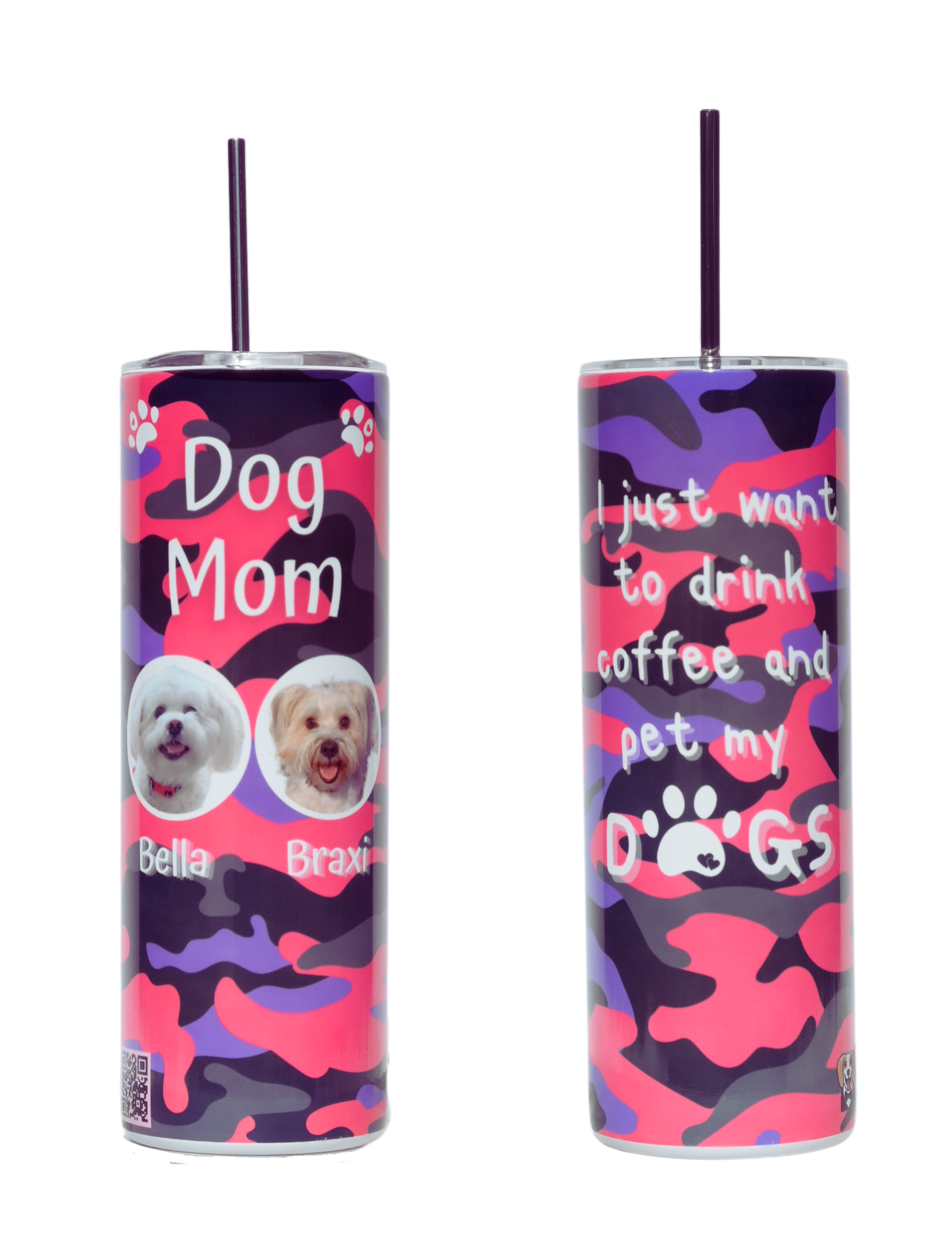 Dog Mom Tumbler with Straw