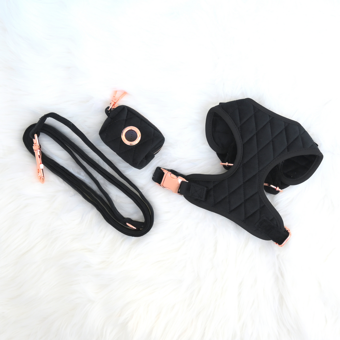 Black Velvet Harness Set for Small and Large Pets