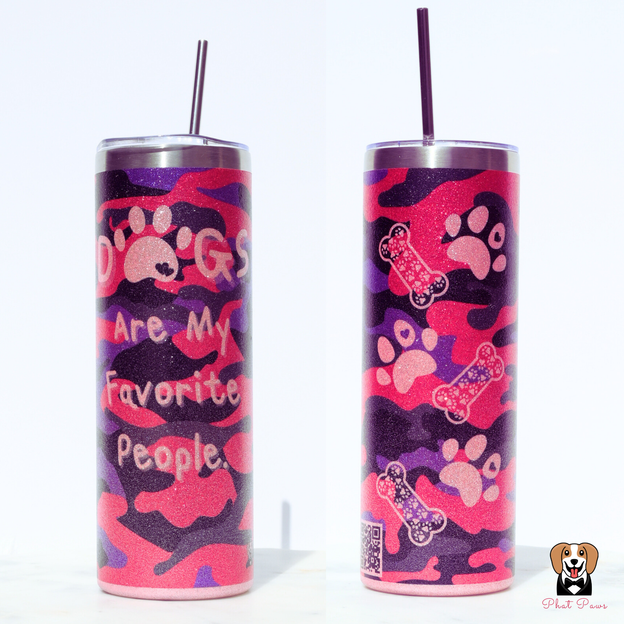Paw Prints stained glass look 20-ounce tumbler/cup – Crunchy N Crafty