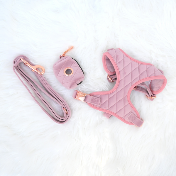 Flamingo Pink Velvet Harness Set for Small and Large Pets – Phat Paws
