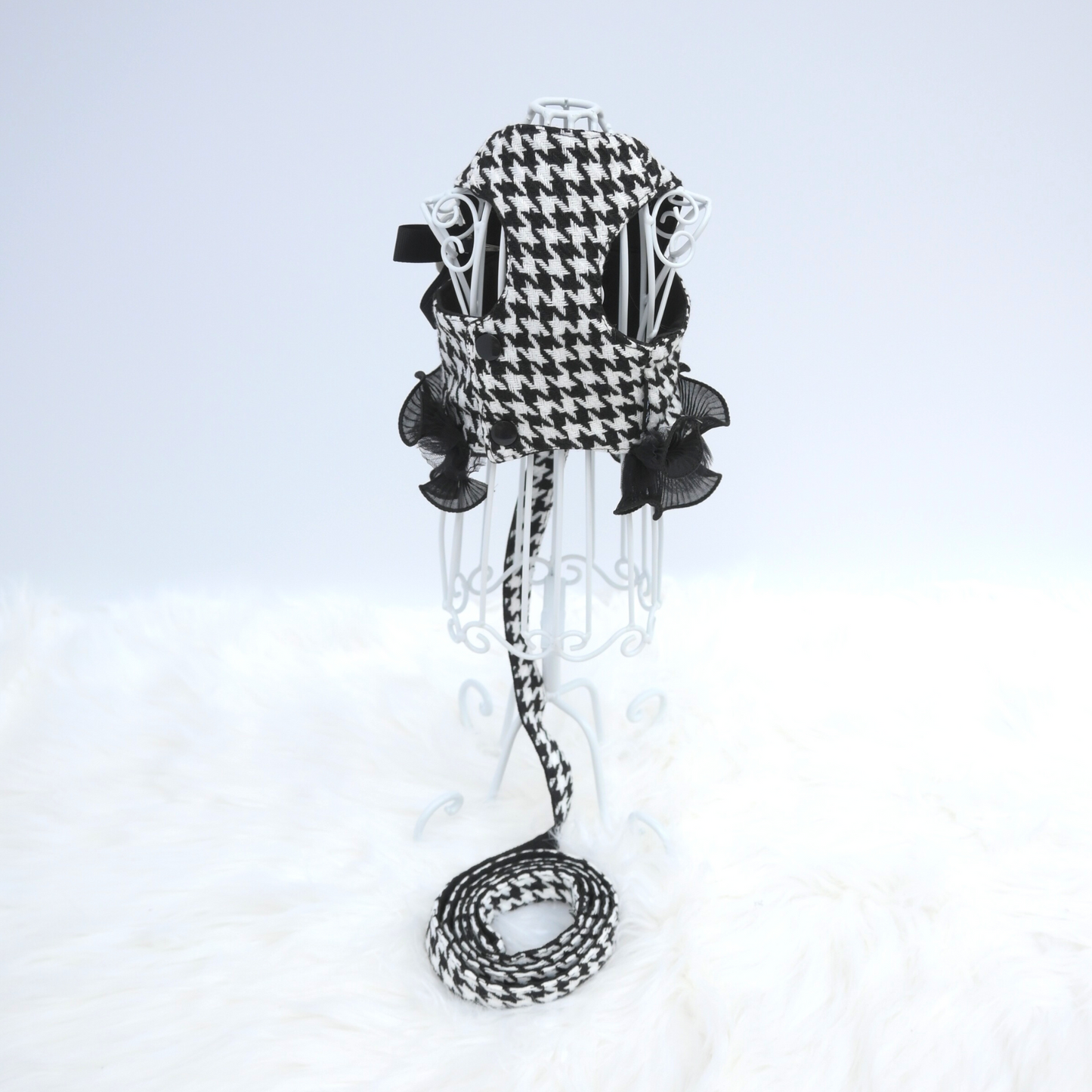 Houndstooth Print Dress with Leash Set